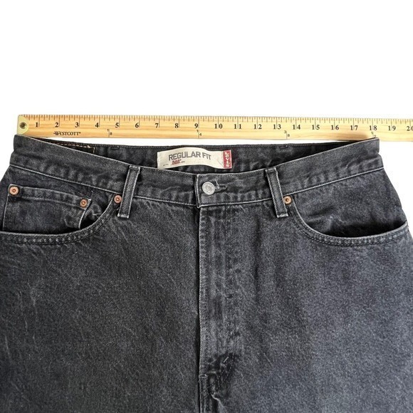 Levis Mens 505 Regular Straight Leg Fit Faded Black Jeans Size 40 Inseam 30" - Picture 4 of 9